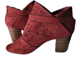 SO FOR KOHLS LASER CUT WINE  ANKLE BOOTIE BOOT